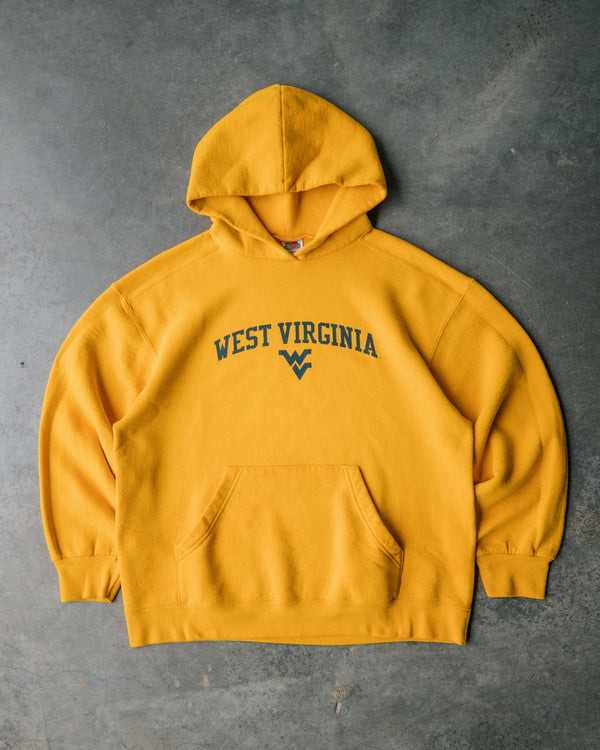2000s West Virginia Yellow Hooded Sweatshirt - Size: Large