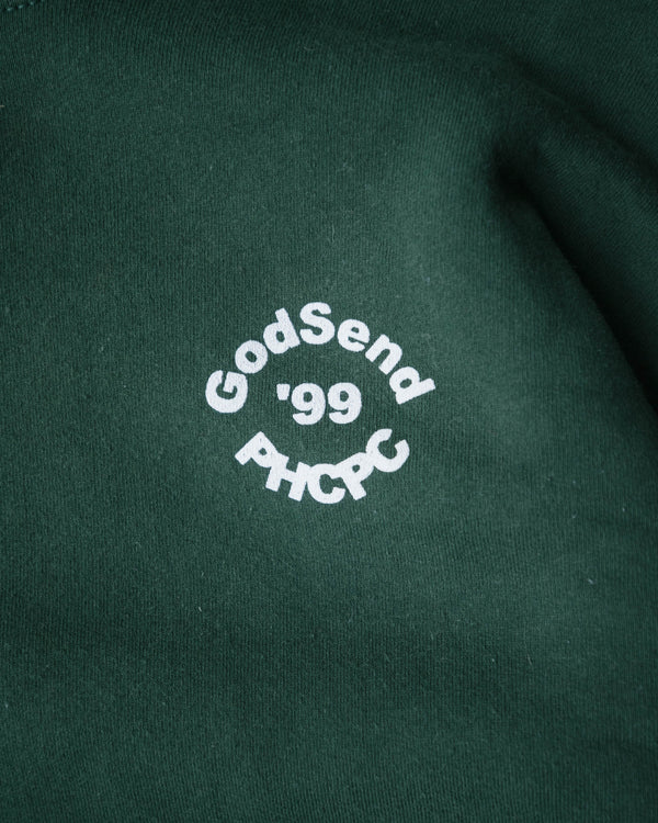 1990s God Send Fruit of the Loom Forest Green Sweatshirt - Size: X-Large