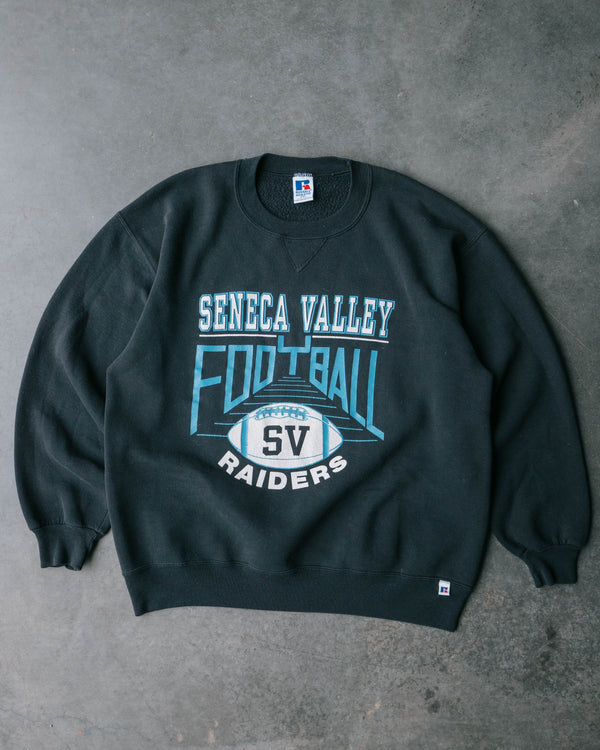 1990s Seneca Valley Sun Faded Black Russell Sweatshirt - Size: XX-Large